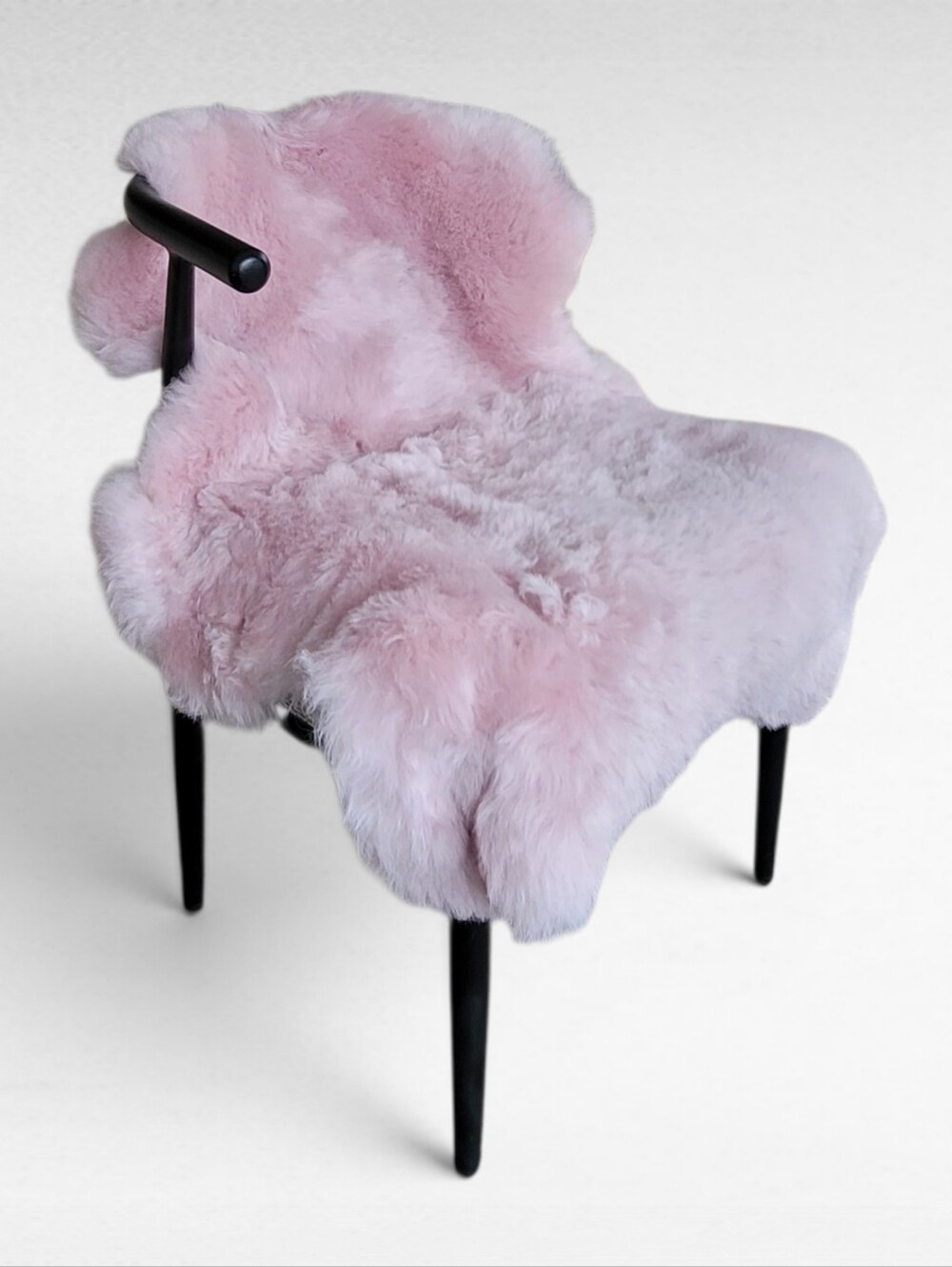 Icelandic Light Pink Long & Short Wool Genuine Lambskin Fur Throw Pelt Hide Rug